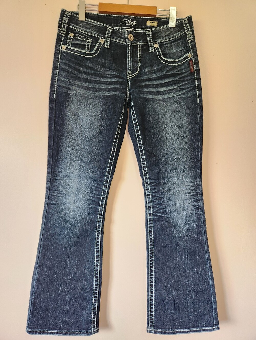 Silver Jeans Aiko Bootcut W30 Y2K Studded Contrast Stitch McBling Denim